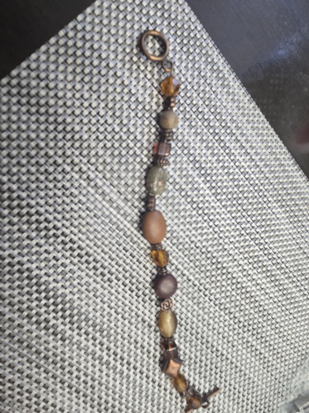 Beaded Earth-Tone Women's Bracelet - Brown and Amber